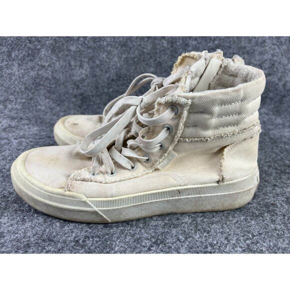 Roxy Summer Sky Mid Shoe Women's 7 White Canvas Lace Up Sneaker Zip Up - Picture 1 of 9